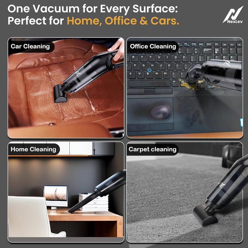 NexLev Cordless Vacuum CleanerHEPA with Stainless Steel Cover6000 mAhCopper Motor Rechargeable Type CIdeal for Home Office Car UseCompact PortableDust Pet Hair Remover3 AttachmentVC02 - Image 3