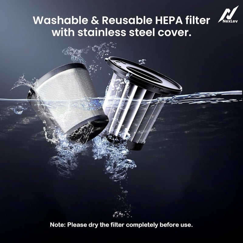 NexLev Cordless Vacuum CleanerHEPA with Stainless Steel Cover6000 mAhCopper Motor Rechargeable Type CIdeal for Home Office Car UseCompact PortableDust Pet Hair Remover3 AttachmentVC02 - Image 5