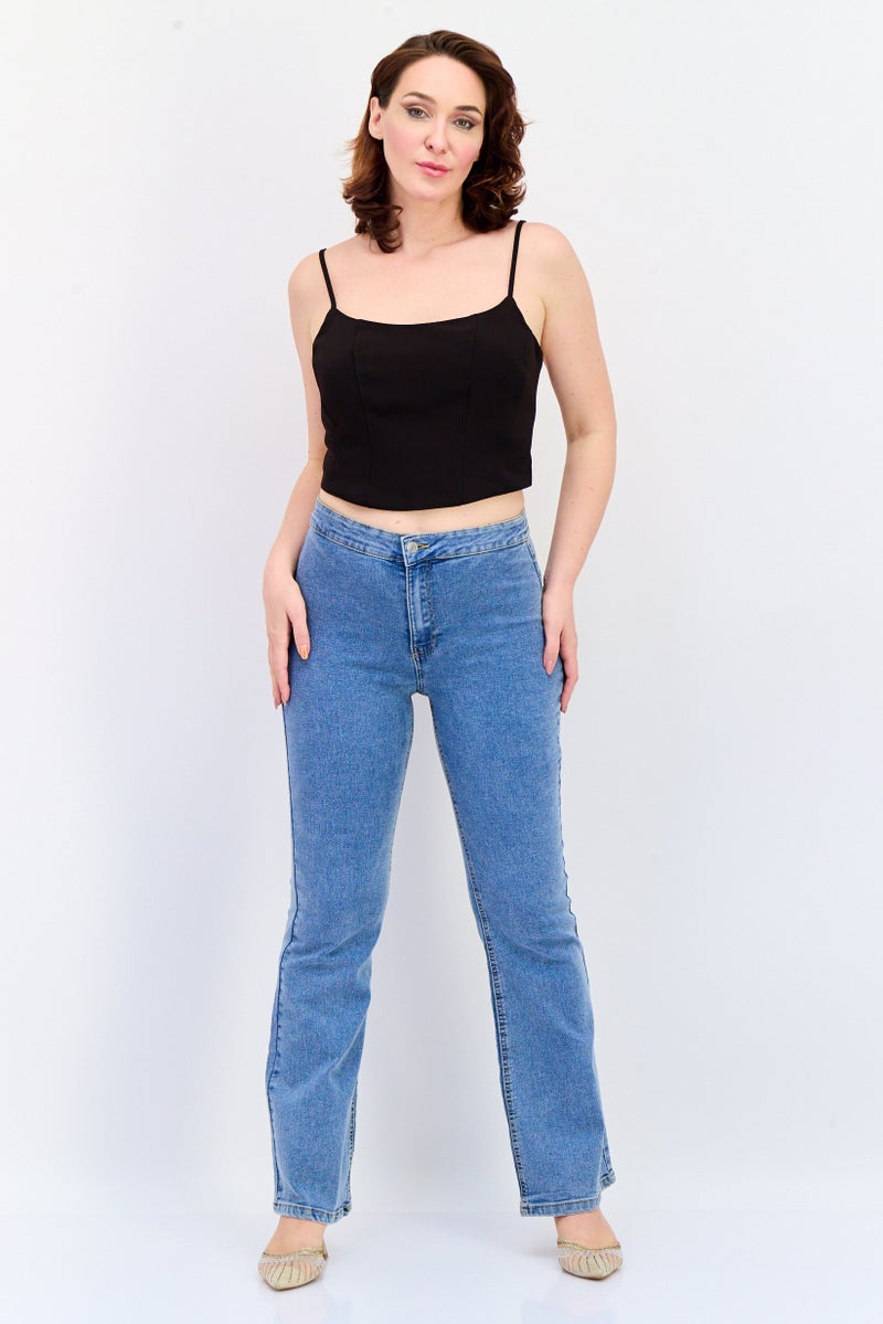 Reserved Women Square Neck Sleeveless Plain Top, Black - Image 2