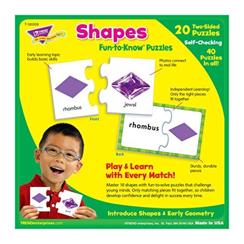 Creativity Inspired Trend Enterprises, Inc. T-36008 Shapes Fun-to-Know Puzzles, 40 - Image 3