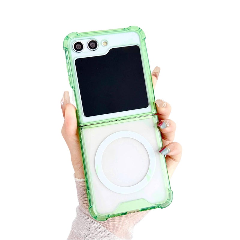 MagSafe Shockproof Case , Cover for Samsung Galaxy Z Flip 5 , PC , Green , for Desk Setup - Image 1