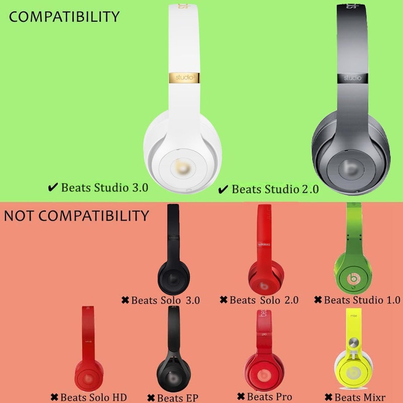 Niukeke Replacement Ear Pads Cushions Compatible with Beats Studio 3.0/2.0, Headphone Ear Covers with High Density Memory Foam, Soft Leather, Adaptive Beats Noise Cancelling Headphones Replacement Earpads - Image 2