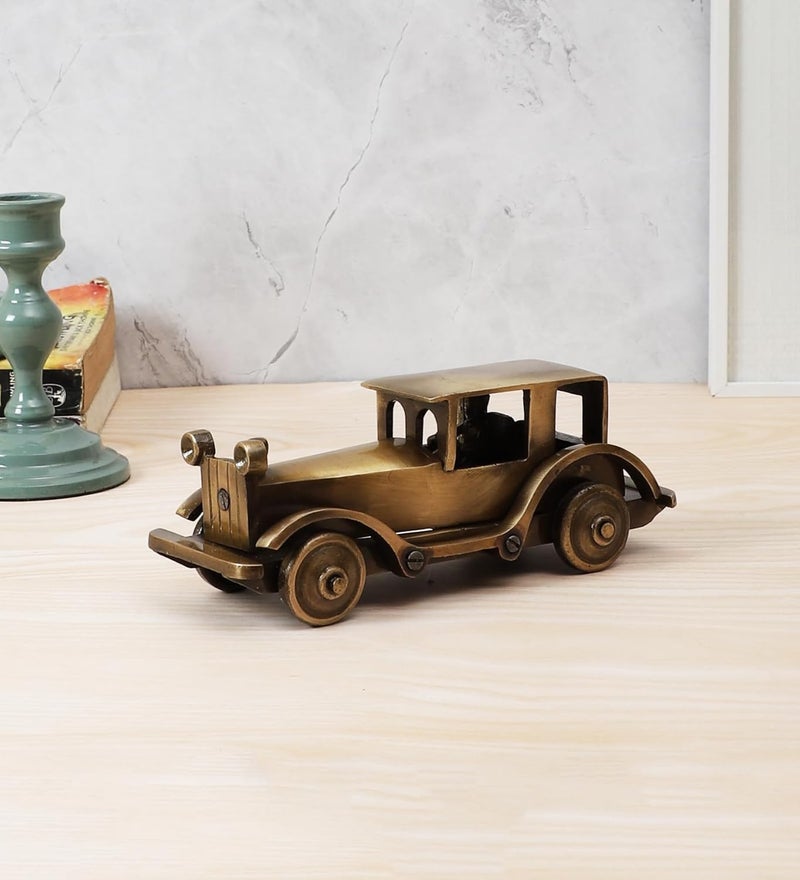 Two Moustaches Two Moustaches Brass Vintage Motor Car Showpiece Figurine for Home Decor Brass Antique Showpieces for HomeAntique Brown Pack of 1  - Image 2