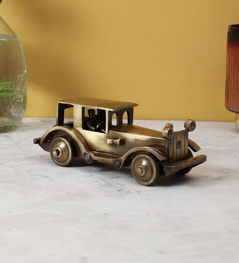 Two Moustaches Two Moustaches Brass Vintage Motor Car Showpiece Figurine for Home Decor Brass Antique Showpieces for HomeAntique Brown Pack of 1  - Image 3