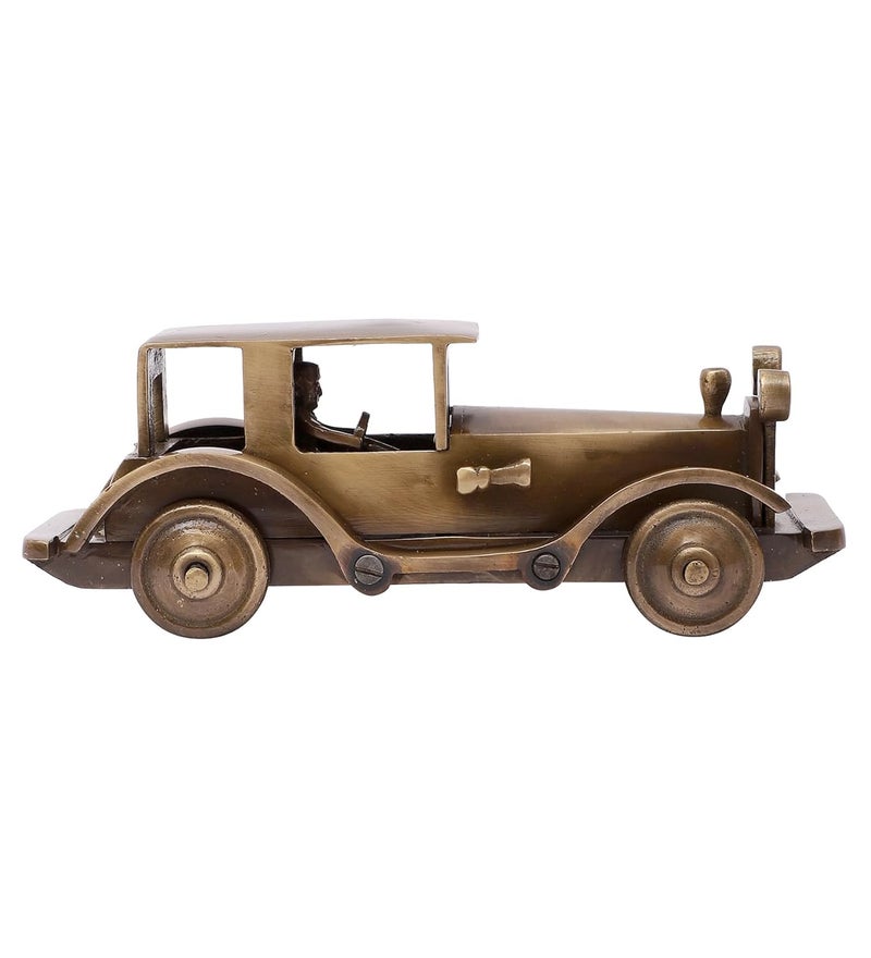 Two Moustaches Two Moustaches Brass Vintage Motor Car Showpiece Figurine for Home Decor Brass Antique Showpieces for HomeAntique Brown Pack of 1  - Image 1