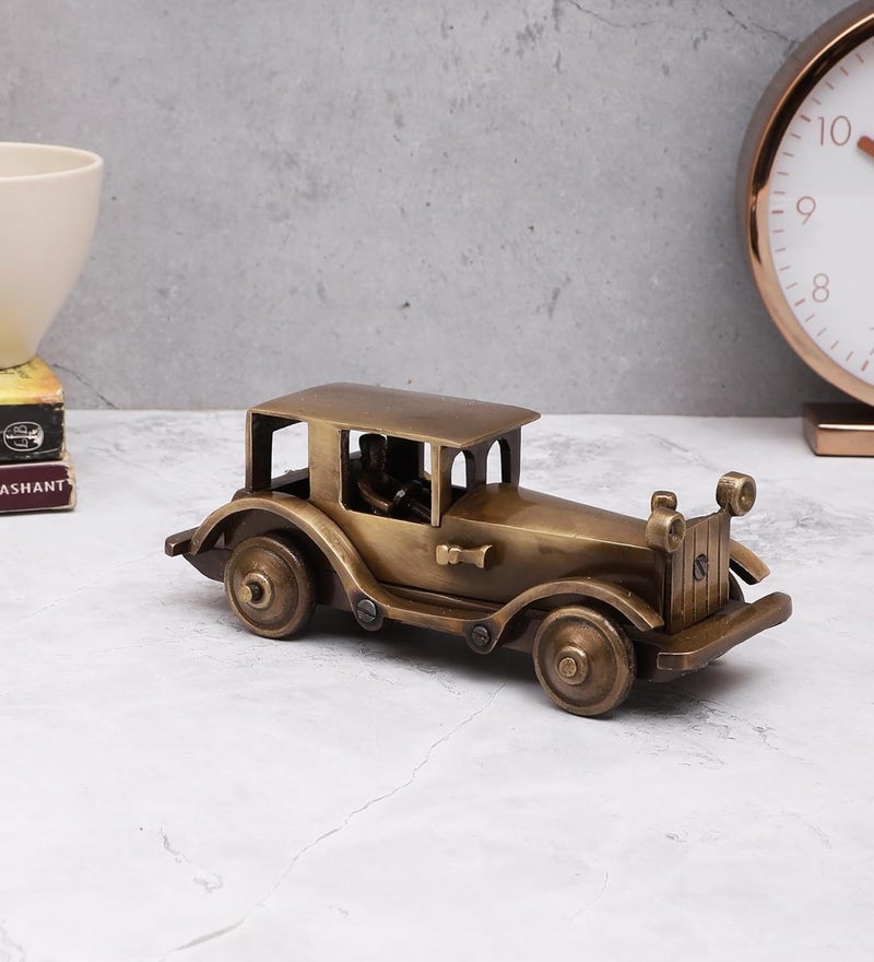 Two Moustaches Two Moustaches Brass Vintage Motor Car Showpiece Figurine for Home Decor Brass Antique Showpieces for HomeAntique Brown Pack of 1  - Image 4