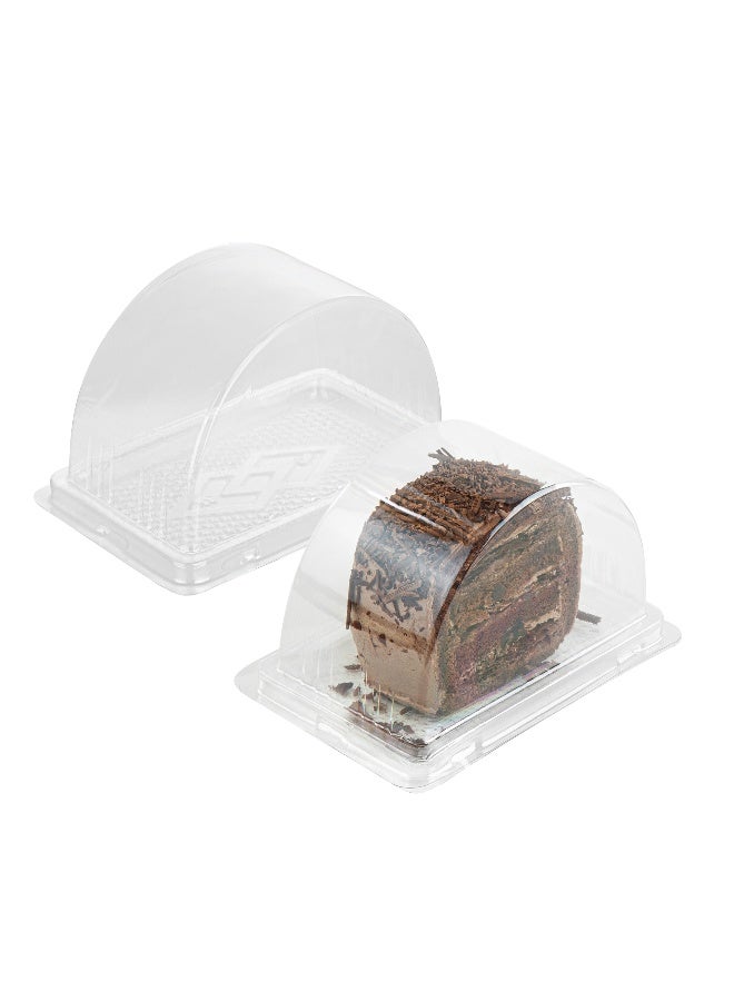 Restaurantware 13 Ounce Roll Cake Boxes, 100 Disposable Swiss Roll Cake Containers - With Lids, Semicircle, Clear Plastic Dessert Containers, For Pumpkin Rolls, Cake Slices, Pie Slices, or Pastries, - Image 2