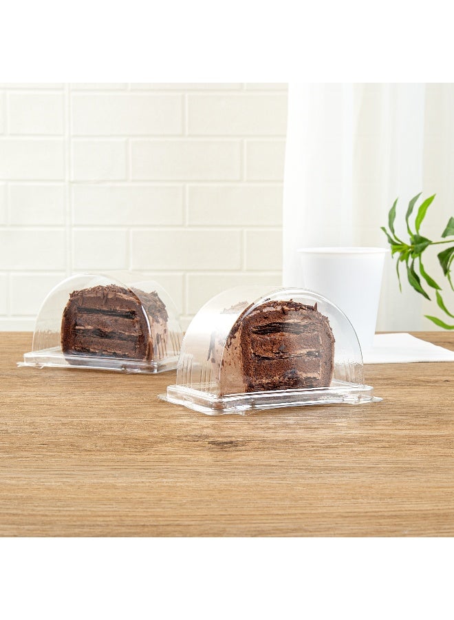 Restaurantware 13 Ounce Roll Cake Boxes, 100 Disposable Swiss Roll Cake Containers - With Lids, Semicircle, Clear Plastic Dessert Containers, For Pumpkin Rolls, Cake Slices, Pie Slices, or Pastries, - Image 4