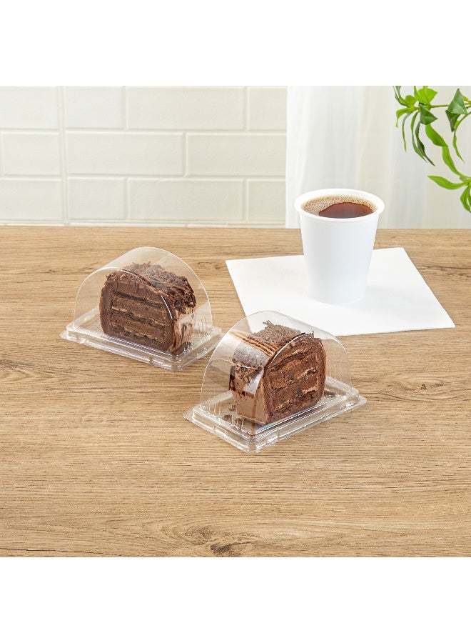 Restaurantware 13 Ounce Roll Cake Boxes, 100 Disposable Swiss Roll Cake Containers - With Lids, Semicircle, Clear Plastic Dessert Containers, For Pumpkin Rolls, Cake Slices, Pie Slices, or Pastries, - Image 3