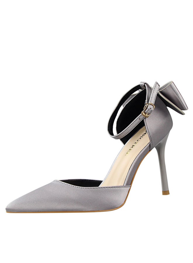 بيج تري Sweet Women Shoes Stiletto Heels High Hels Shallow Cut Pointed Shoes Satin Bow line High Heel Sandals 10cm - Image 1