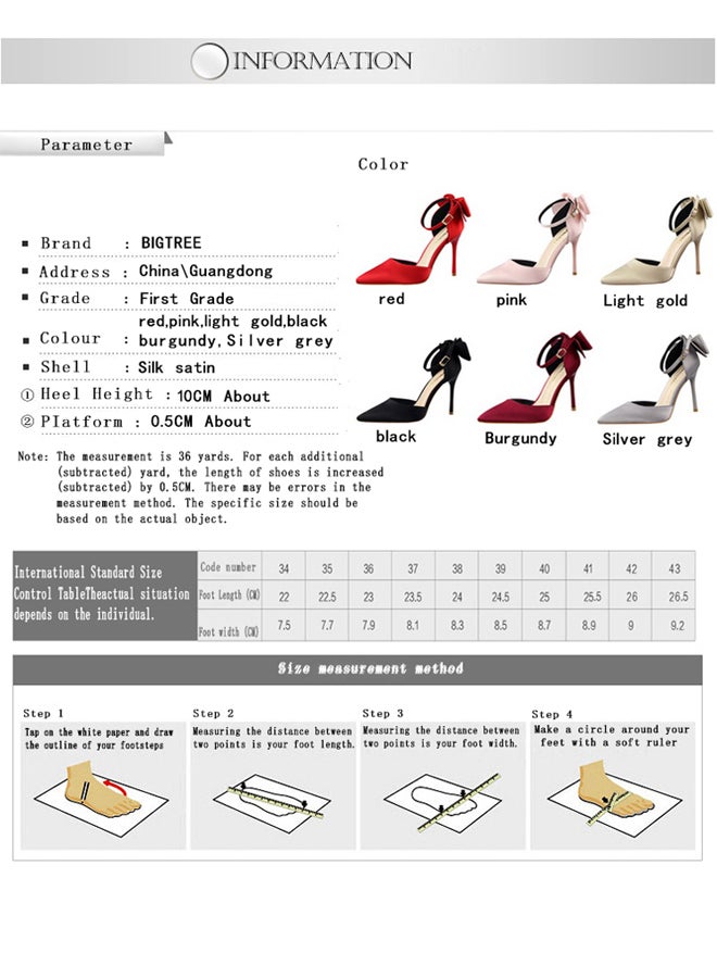 بيج تري Sweet Women Shoes Stiletto Heels High Hels Shallow Cut Pointed Shoes Satin Bow line High Heel Sandals 10cm - Image 5