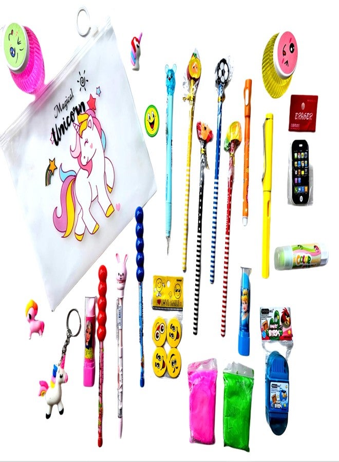 SSKR Stylish Pencils and Eraser School Stationery Combo with Pouch for Kids - 27 Pieces Set | Best Birthday Return Gift for Boys and Girls - Image 1