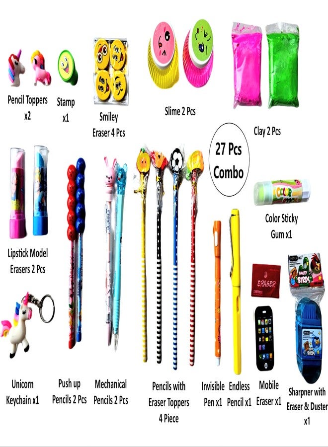 SSKR Stylish Pencils and Eraser School Stationery Combo with Pouch for Kids - 27 Pieces Set | Best Birthday Return Gift for Boys and Girls - Image 3