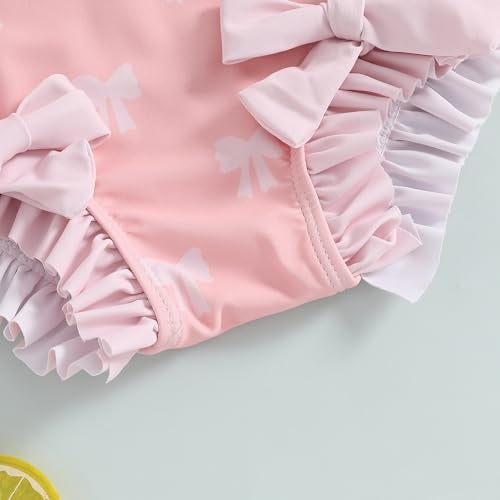 Socutebabe Baby Girl Swimsuit Baby Girls Long Sleeve One Piece Swimsuit Romper with Hat Bathing Suit Toddler Bathing Suit (a-Pink, 3-6 Months) - Image 5