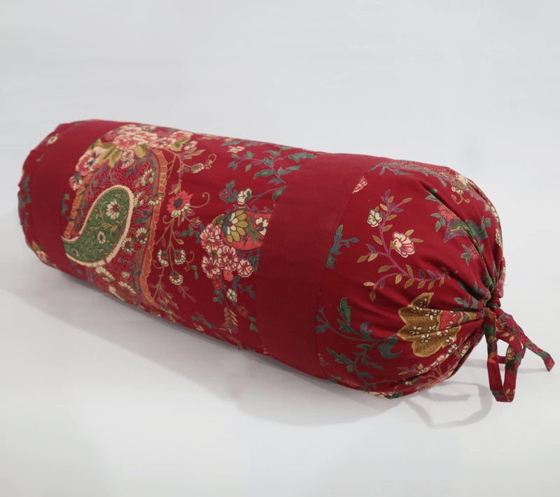 Swayam Set of 2 Pure Cotton Bolster Cover | 30x30 Inch | Soft Breathable Masnad Cover 200TC | Durable & Washable | Ethnic Motif Print Bolster Cover for Diwan, Bed & Sofa - Red - Image 3