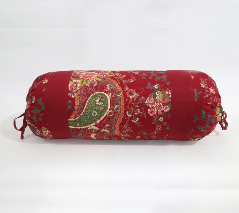 Swayam Set of 2 Pure Cotton Bolster Cover | 30x30 Inch | Soft Breathable Masnad Cover 200TC | Durable & Washable | Ethnic Motif Print Bolster Cover for Diwan, Bed & Sofa - Red - Image 2
