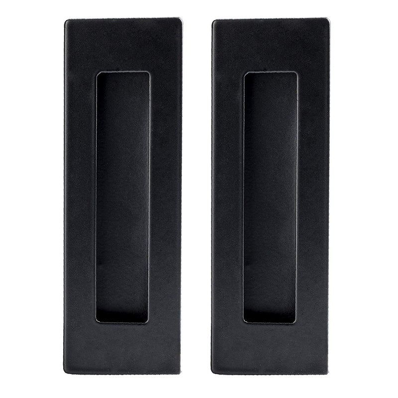 Ilyapa 2 Pack Rectangular Recessed Flush Sliding Pocket Door Handles Recessed Black Sliding Barn Pocket Door Pull Hardware 1 Inset Hidden Screws Mount Screws Included