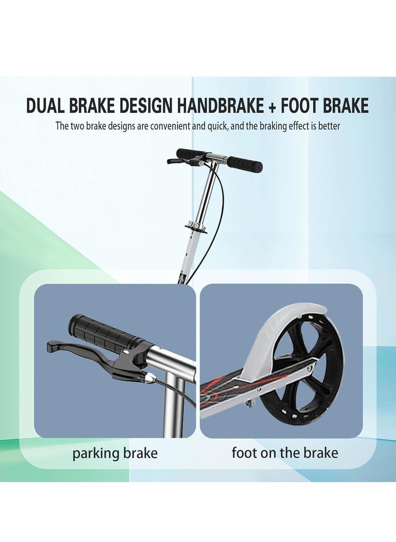 RATSAW Kick Scooter Foldable Scooter with 4 Adjustment Levels Handlebar Teens and Adult Scooter with Anti-Shock Suspension Dual Brake Design Max Load 100 KG 8IN Big Wheels for Kids Teen and Adults  - Image 3
