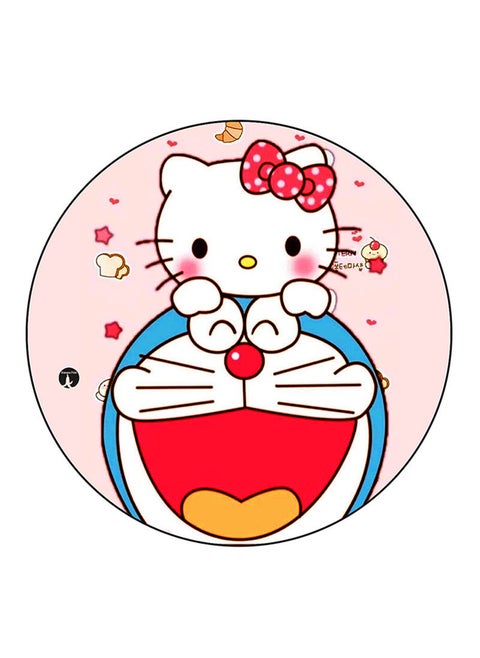 Hello Kitty And Doraemon Printed Fridge Magnet  Round  Multicolour