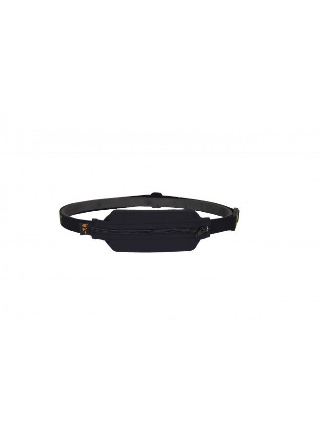 SPIbelt Diabetic Running Belt for Adults, Adjustable Waist, No Bounce, Expandable and Discreet Insulin Pump Pocket, No Logo Band, Black with Black Zipper - Image 1