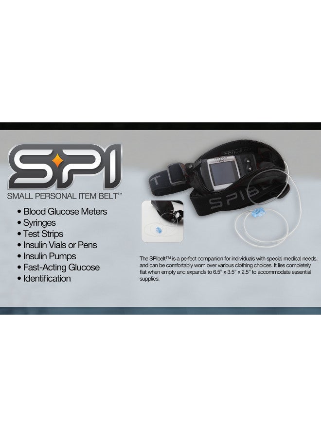 SPIbelt Diabetic Running Belt for Adults, Adjustable Waist, No Bounce, Expandable and Discreet Insulin Pump Pocket, No Logo Band, Black with Black Zipper - Image 4