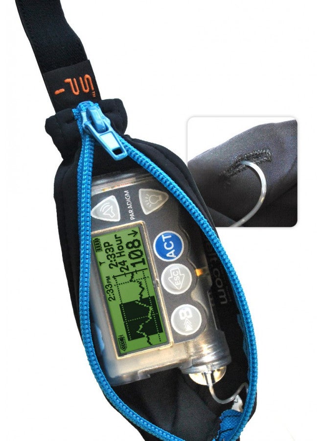 SPIbelt Diabetic Running Belt for Adults, Adjustable Waist, No Bounce, Expandable and Discreet Insulin Pump Pocket, No Logo Band, Black with Black Zipper - Image 3