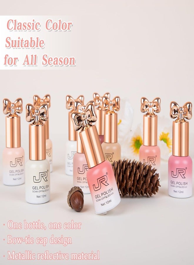 JR طقم طلاء أظافر هيمّا المجاني 12 مل 10 ألوان جل يو في جلي  طلاء جل نود  قابل للإزالة طلاء أظافر جل شبه معالج طويل الأمد هدايا للنساء أ - Image 4
