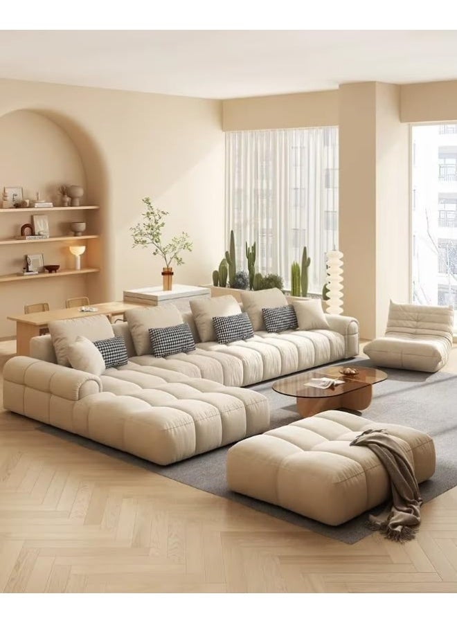 Modern Luxury Cloud Loveseat Sectional Sofa - European Style, Full Comfort for Living Room or Apartment (Beige)