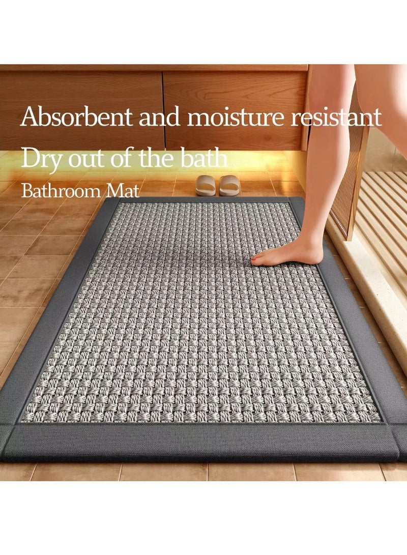 كوتيس 1 قطعة حمام غير قابل للانزلاق بساط حصيرة امتصاص الماء حصيرة بوليستر رمادي 60x40 سم - Image 2