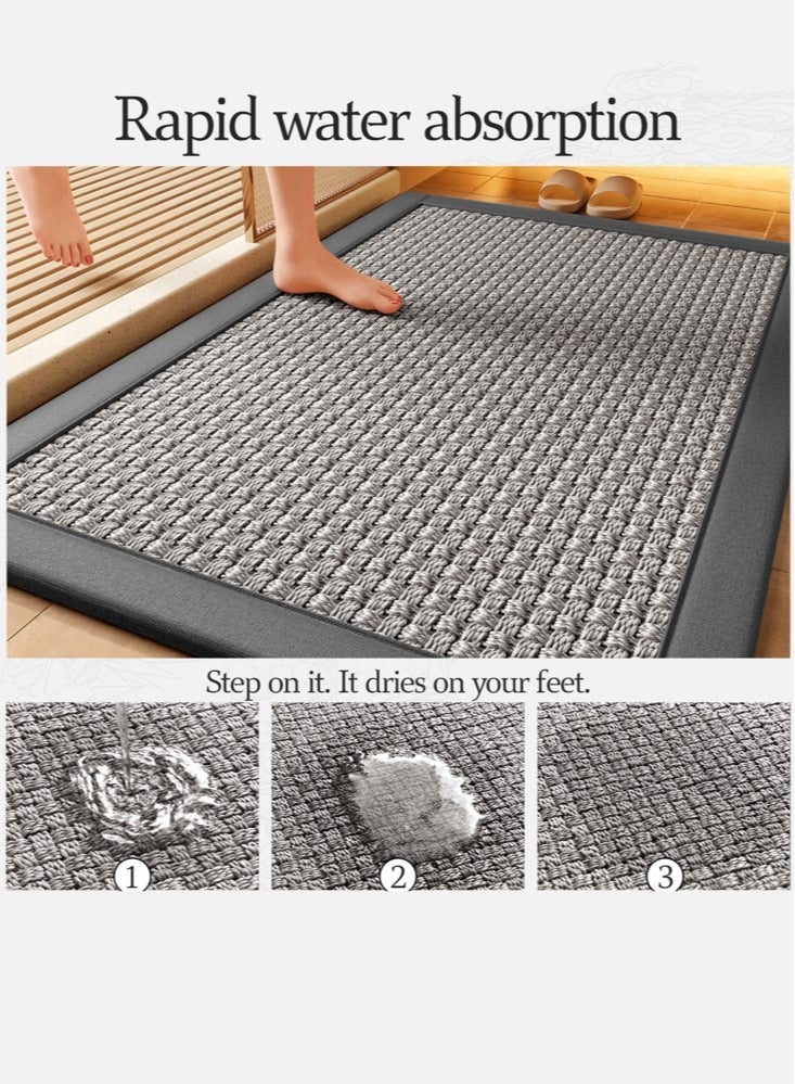 كوتيس 1 قطعة حمام غير قابل للانزلاق بساط حصيرة امتصاص الماء حصيرة بوليستر رمادي 60x40 سم - Image 3