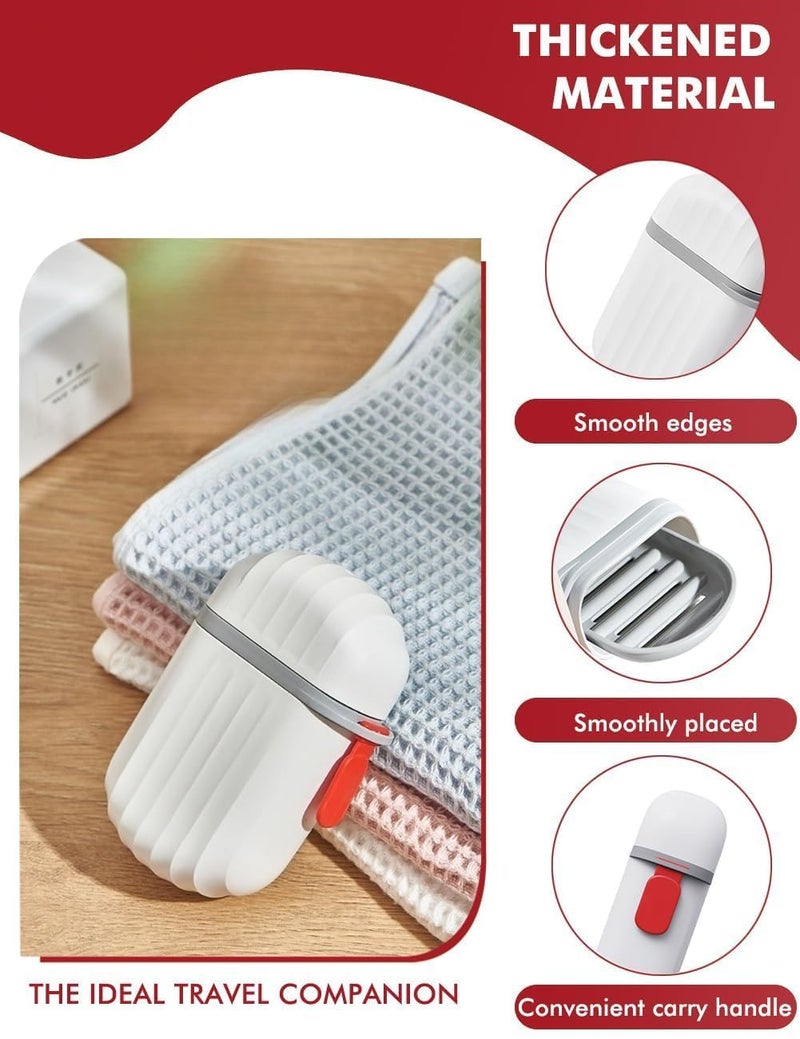 Riviox Portable Soap Dish for Travel/Camping | Waterproof Leakproof Soap Container for Home/Bathroom | Plastic Soap Box with Cover | Soap Holder (RED and White) - Image 3
