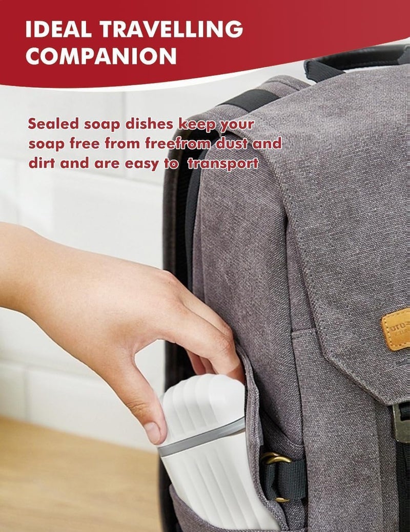 Riviox Portable Soap Dish for Travel/Camping | Waterproof Leakproof Soap Container for Home/Bathroom | Plastic Soap Box with Cover | Soap Holder (RED and White) - Image 5