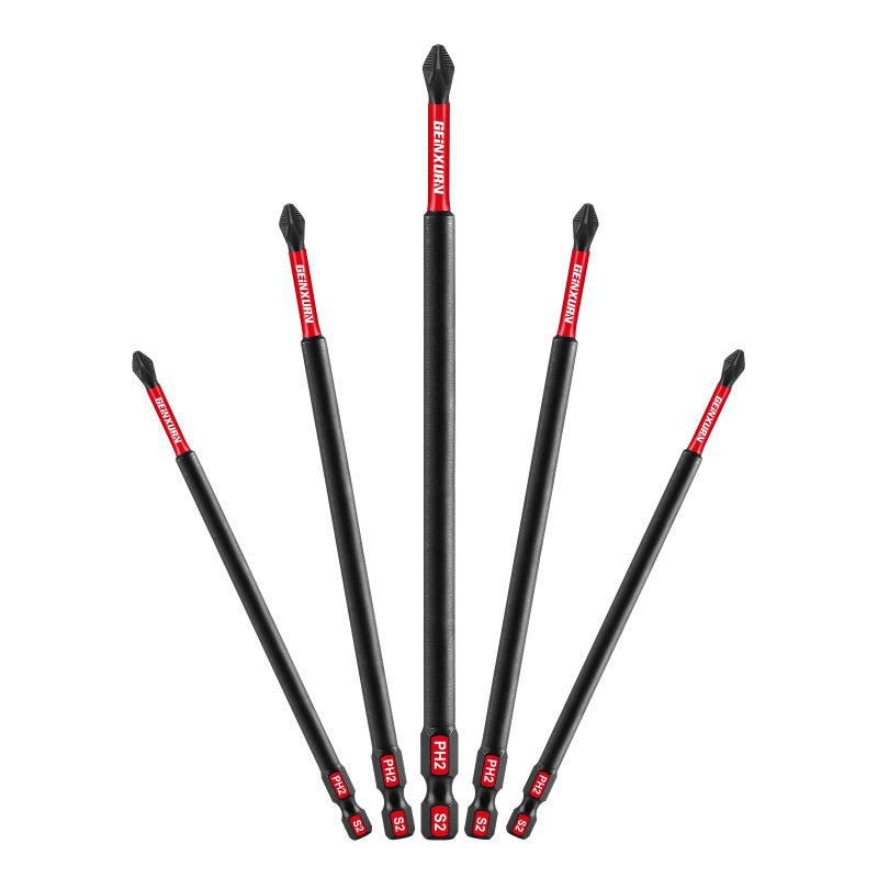 Geinxurn Impact Tough 2 Phillips 6 in Antislip Head Insert Driver Bits5Pack 14 Inch Hex Shank Long Cross Magnetic PH2 Screwdriver Bits Set
