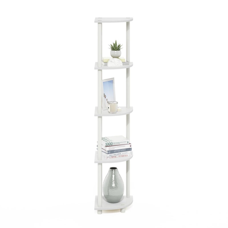 Furinno Turn-N-Tube Corner Shelf, 5-Tier Corner Bookshelf, Open Storage Shelves, for Organization and Storage, Living Room, Home Office, Garage, Bedroom, White - Image 5