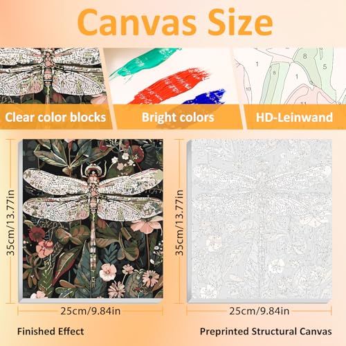 Mandun 4 Pack Paint by Numbers Kit for Adults with Wooden Frames, Dragonfly Butterfly Bee Bettle Paint by Number for Adults Beginners, Paint by Numbers on Canvas Acrylic for Home Wall Art Decor 9.8x13.7 Inch - Image 2