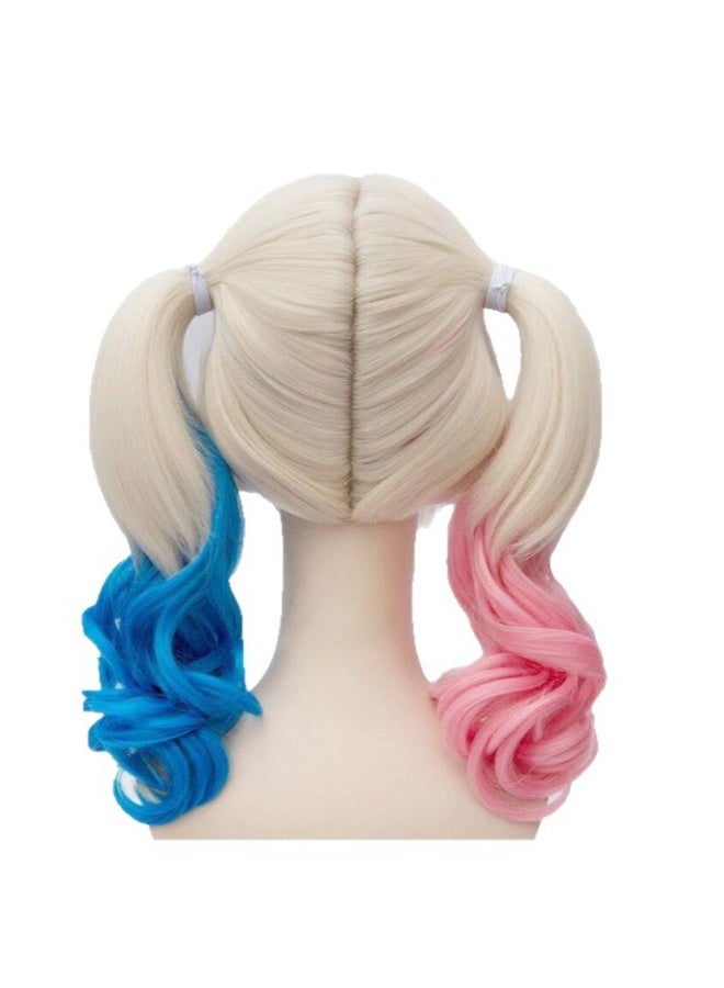 Suicide Squad Harley Quinn Gradient Twin-Tail Cosplay Wig (Heat-Resistant Synthetic Fiber for Halloween/Comic Con/Performances) - Image 3