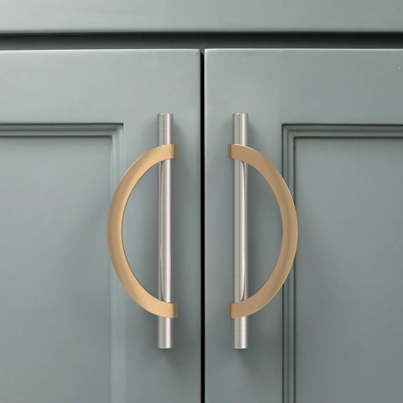 Amerdeco 10 Pack Brushed Satin Nickel and Champagne Bronze Cabinet Pulls 5 Inch128MM Hole Centers Kitchen Cabinet Handles Cabinet Hardware Cupboard Handles Drawer Pulls - Image 2