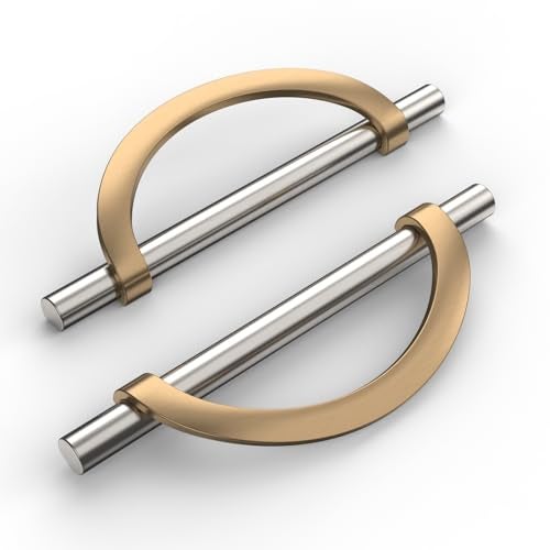 Amerdeco 10 Pack Brushed Satin Nickel and Champagne Bronze Cabinet Pulls 5 Inch128MM Hole Centers Kitchen Cabinet Handles Cabinet Hardware Cupboard Handles Drawer Pulls - Image 3