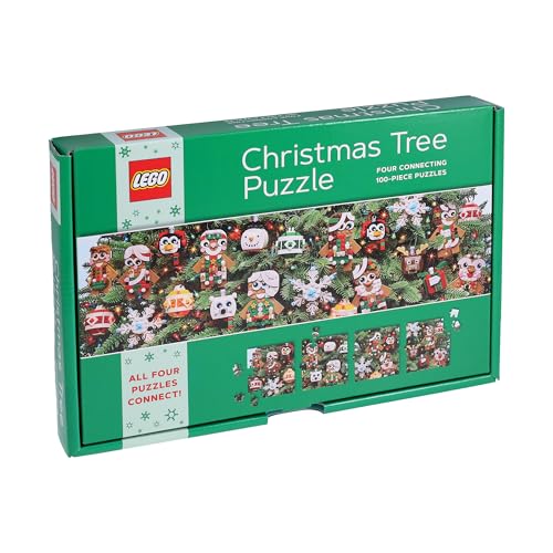 Chronicle Books Lego Christmas Tree Puzzle | Four Connecting 100-Piece Jigsaw Puzzles - Image 2