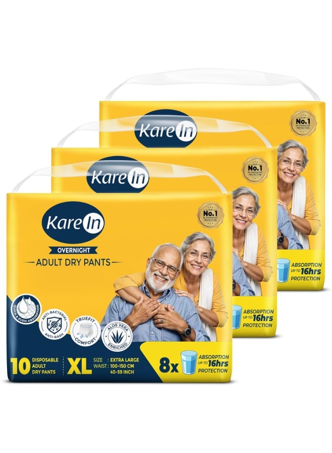 Karein Overnight Adult Diaper Pant XL Size, Extra Large, Waist (100-150 cm 40"-59"), 30 Unit, Long Protection Hour, Unisex, Quick & Even Absorption, Leakproof, Odour Control, Wetness Indicator - Image 1