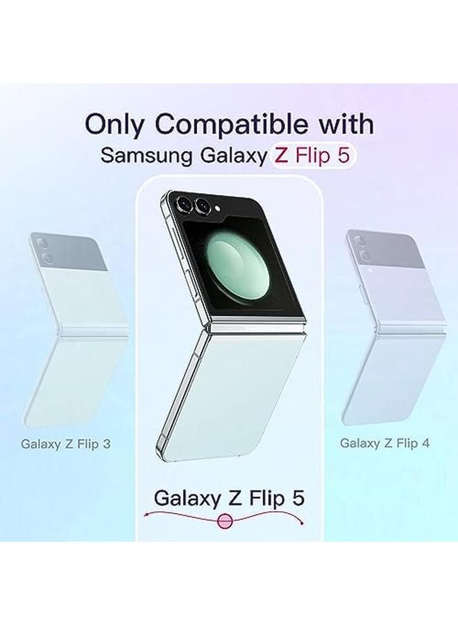 جي تيك جراب 3 في 1 لهاتف Samsung Galaxy Z Flip 5 مع قطعتين من واقي الشاشة الأمامي المصنوع من الزجاج المقوى وغطاء حماية شفاف من البولي كربونات الصلب - Image 2