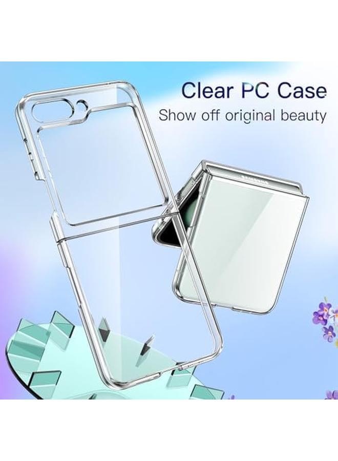 جي تيك جراب 3 في 1 لهاتف Samsung Galaxy Z Flip 5 مع قطعتين من واقي الشاشة الأمامي المصنوع من الزجاج المقوى وغطاء حماية شفاف من البولي كربونات الصلب - Image 5