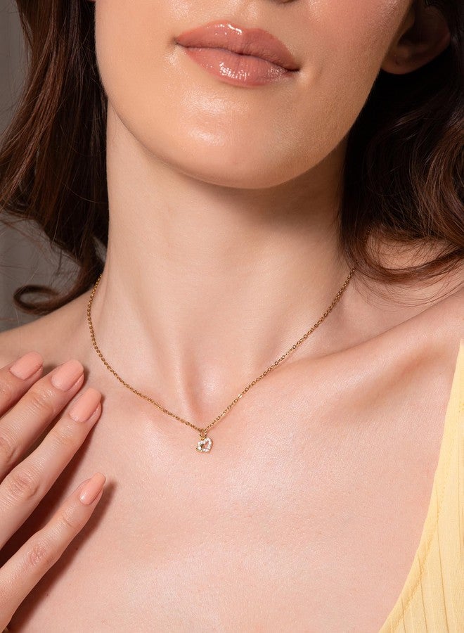 SALTY Anti Tarnish In-Love Charm Pendant Necklace for Women | Stylish Locket Chain | Latest Fashion Jewellery Accessories for Girls | Minimal Jewelry | Ideal for Gifting | Marriage, Birthday | Gift for Valentine Day - Image 2