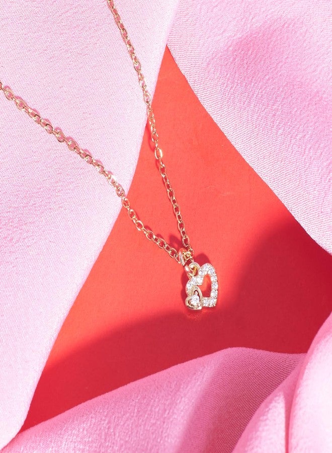 SALTY Anti Tarnish In-Love Charm Pendant Necklace for Women | Stylish Locket Chain | Latest Fashion Jewellery Accessories for Girls | Minimal Jewelry | Ideal for Gifting | Marriage, Birthday | Gift for Valentine Day - Image 3