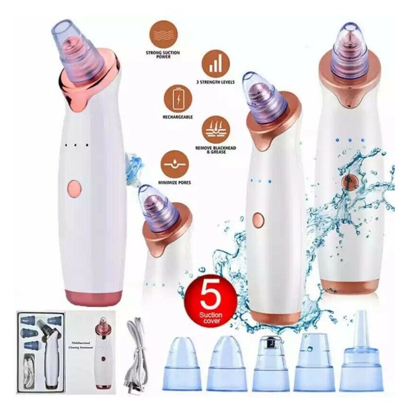 Blackhead Remover 5 Adjustable Suction Levels 5 Suction Heads Pore Cleaner - Non-Invasive Exfoliation Gentle Vacuum Massage Skin Exfoliator for All Skin Types Facial Care - Image 2