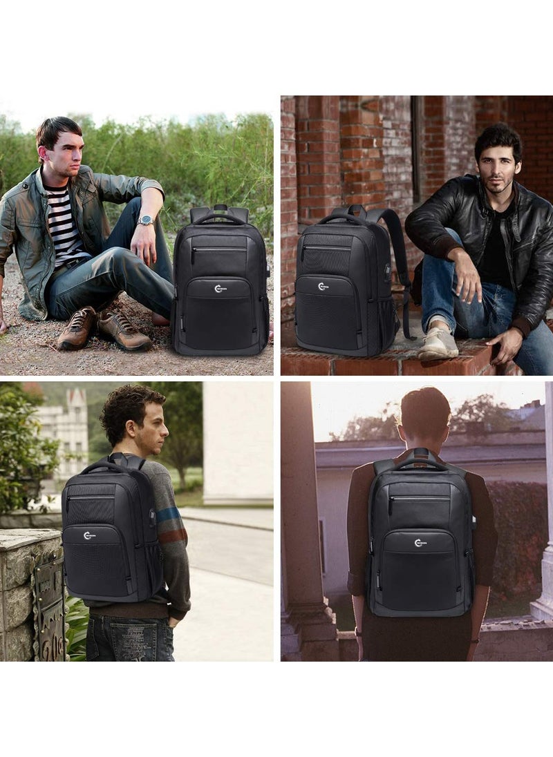Generic - Laptop Backpack Large Capacity School Bag USB Charging Port Water Resistant 15.6/17 inch - Black - Image 1