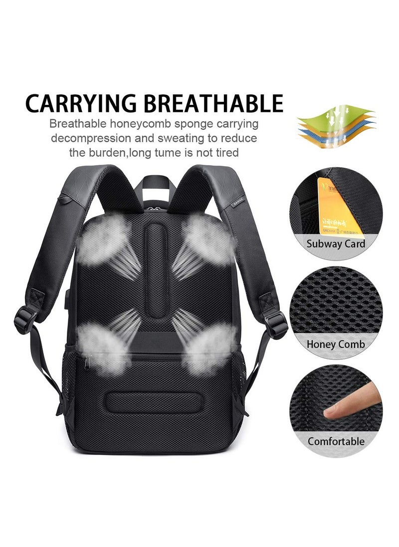 Generic - Laptop Backpack Large Capacity School Bag USB Charging Port Water Resistant 15.6/17 inch - Black - Image 1