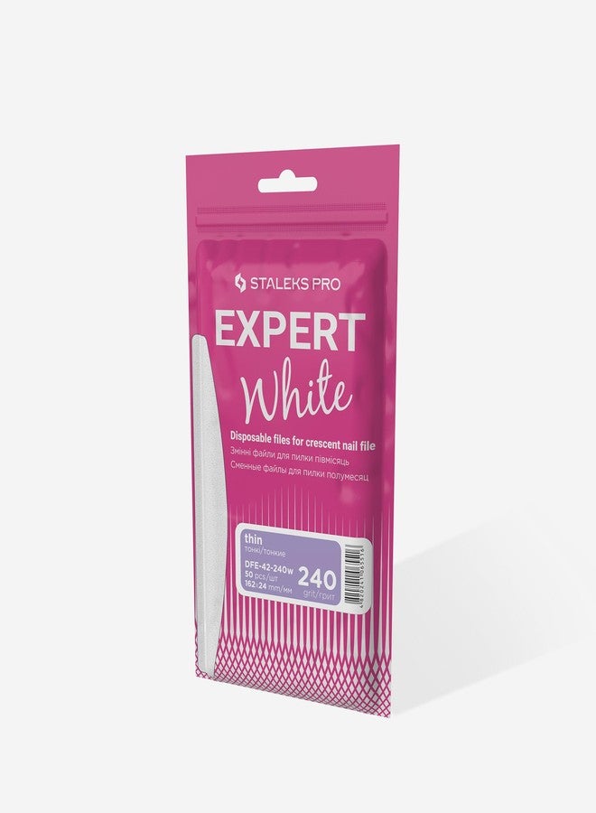 ستالكس برو STALEKS PRO Expert 42 مبرد أظافر أبيض هلالي الشكل للاستخدام مرة واحدة (240 حبيبة، 50 قطعة) - مبردات كاشطة لاصقة لتلميع الأظافر وتحضيرها (162 × 24 مم) - Image 1