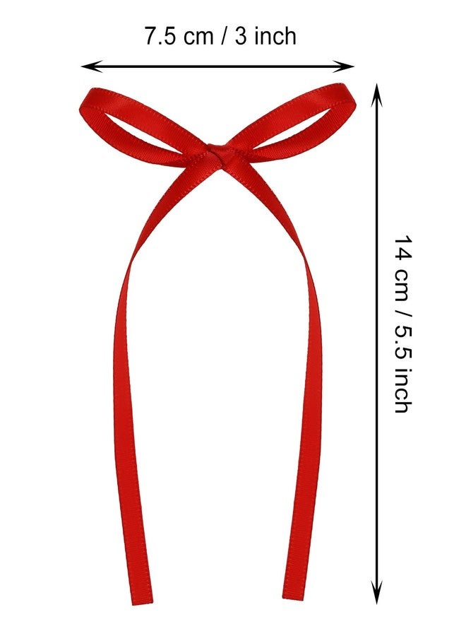 Penta Angel Bow Cake Toppers 20Pcs Vintage Satin Bowknot Ribbons Cupcake Toppers Coquette Themed Birthday Wedding Bridal Shower Party Decoration (Red) - Image 2
