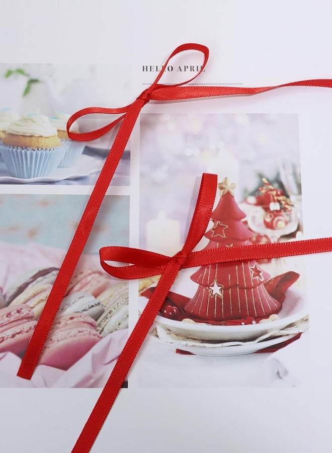 Penta Angel Bow Cake Toppers 20Pcs Vintage Satin Bowknot Ribbons Cupcake Toppers Coquette Themed Birthday Wedding Bridal Shower Party Decoration (Red) - Image 3